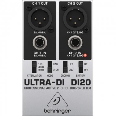 广东百灵达 Behringer DI20 DI盒 有源2路DI盒 线路信号转平衡乐器 di盒 非平衡信号转平衡